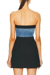 Jaelyn Patchwork Denim Mini Dress