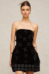 Geneviève black bow-detail mini dress