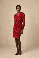 Honorine red leopard-print lurex matching set