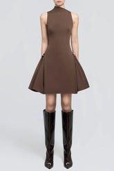 Eorkone Symmetric Draped Mini Dress - Brown
