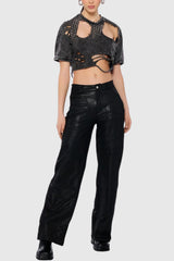 Kira Cutout Paperclip Embellished T-shirt - Grey