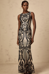 Annie sequin-embellished mesh maxi dress