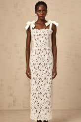 Eloise floral embroidery maxi dress in White