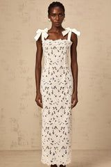 Eloise floral embroidery maxi dress in White