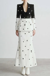Gana Sequin Dot Trumpet Blazer - White