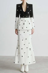 Gana Sequin Dot Trumpet Blazer - White