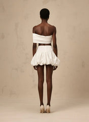 3D Floral Sculpted Strapless Two-Piece Set