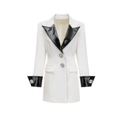 Louise crystal-button single-breasted coat