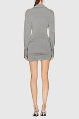 Dehaia Plunge Cutout Ruched Mini Dress - Grey