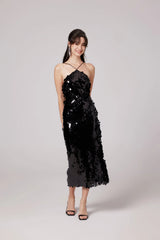 Lysandra black embellished midi dress