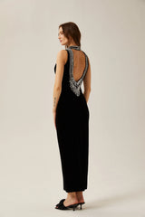Ariane halterneck crystal-embellished maxi dress