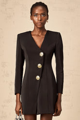 Dominique black lion-head blazer mini dress