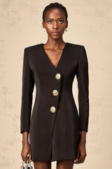 Dominique black lion-head blazer mini dress