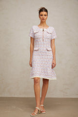 Hyacinthe purple checked knit midi dress