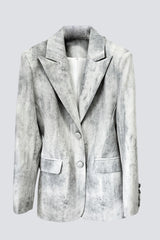 Isleta Print Blazer Two Piece Set - Grey