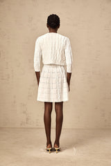 Esmée white ruffled knitted cardigan