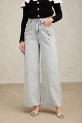 Mélanie light-blue embellished denim jeans