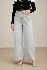 Mélanie light-blue embellished denim jeans