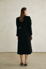 Aëlle black single-breasted long coat
