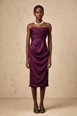 Chloé purple ruched satin midi dress