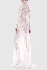 Juselius Lace Cutout Maxi Dress - White