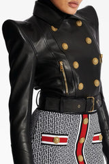 Izaiah Cropped Leather Jacket