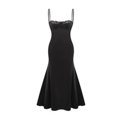 Larisa lace-trim satin midi dress