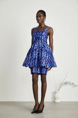 Cindy graphic-print pleated mini dress