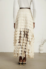Hanna disc-design fringed maxi skirt in Neutrals