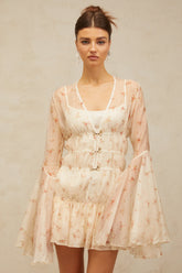 Airelle floral-print sheer flared mini dress