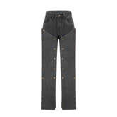Delphine snap-off mif-rise bootcu jeans