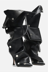 Isabela Appliqué Ruched Knee-high boots - Black