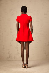 Esther red cap-sleeve mini dress