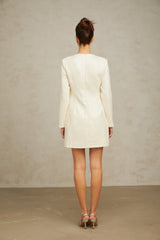Angélique white sequined tweed mini dress