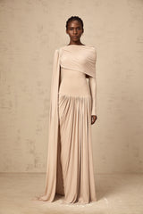 Gaëlle neutrals ribbon-design draped maxi dress