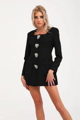 Fionnghuala black crystal mini dress