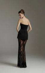 Elegant Lace Strapless Maxi Set