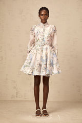 Fabienne light-pink floral-print mini dress