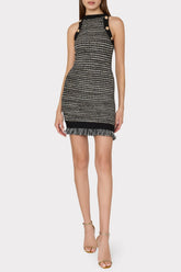 Cailean Fringe Tweed Sleeveless Mini Dress