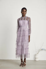 Delphine semi-sheer layered midi dress