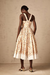 Alizée yellow floral-print buttoned midi dress