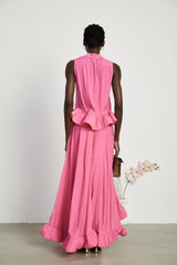 Mathilde pink ruffled top & skirt matching set