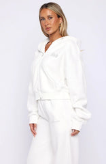 The Bride Boxy Zip Front Hoodie White