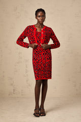 Honorine red leopard-print lurex matching set