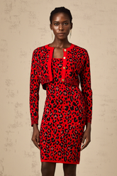Honorine red leopard-print lurex matching set