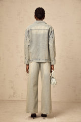 Irina light-blue rhinestone denim matching set
