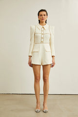 Irina faux-pearl tweed bodysuit
