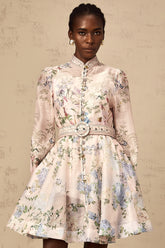 Fabienne light-pink floral-print mini dress