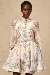Fabienne light-pink floral-print mini dress