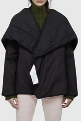 Fern Lapel Padded Jacket - Black